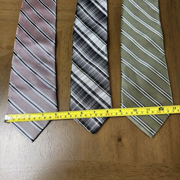 Bundle Pronto Uomo 100% Silk Tie Lot of 3 Diagonal Striped Plaid Neckties - Picture 5 of 6